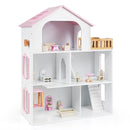 3-Storey Wooden Dollhouse with 5 Rooms and Furniture product image 6