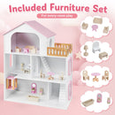 3-Storey Wooden Dollhouse with 5 Rooms and Furniture product image 8