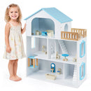 3-Storey Wooden Dollhouse with 5 Rooms and Furniture product image 16