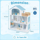 3-Storey Wooden Dollhouse with 5 Rooms and Furniture product image 17