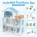 3-Storey Wooden Dollhouse with 5 Rooms and Furniture product image 20