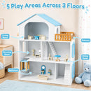 3-Storey Wooden Dollhouse with 5 Rooms and Furniture product image 21