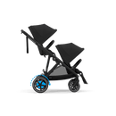 Moon Black e-Gazelle S in tandem configuration with two forward-facing seats. One seat is included; the additional seat shown is sold separately.