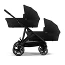 CYBEX Gazelle S Moon Black in twin-carrycot configuration; carrycots sold separately