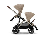 CYBEX Gazelle S Almond Beige in double-seat configuration; additional seat sold separately