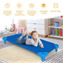 Blue daycare cots stacked view