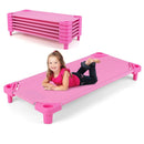 Pink stackable daycare cots detail