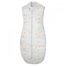 ergoPouch Sheeting Sleeping Bag 2.5 TOG in Triangle Pops grey, white and yellow print