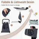 Dark grey baby bouncer folds flat for storage