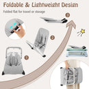 Grey baby bouncer folding flat for storage