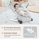 Grey baby bouncer with natural bouncing action