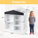 Kids Toy Storage Box, House Shaped Toy Organiser Cabinet, w/Compartments & Chalkboard – product image 4