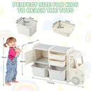 Kids Toy Storage Organiser with 2 Large Bins, Pull-Out Drawers, Cabinet, Front Store Space – product image 3