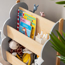 Kids Wooden Bookshelf, Toddler Double-Sided Bookcase Toy Storage Shelf w/Universal Wheels – product image 3