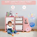 Kids Toy Storage Organiser with 2 Large Bins, Pull-Out Drawers, Cabinet, Front Store Space – product image 16