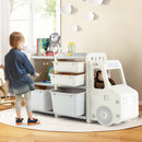 Kids Toy Storage Organiser with 2 Large Bins, Pull-Out Drawers, Cabinet, Front Store Space – product image 5
