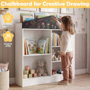 Kids Toy Storage Box, House Shaped Toy Organiser Cabinet, w/Compartments & Chalkboard – product image 6
