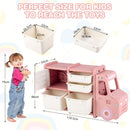 Kids Toy Storage Organiser with 2 Large Bins, Pull-Out Drawers, Cabinet, Front Store Space – product image 17