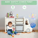 Kids Toy Storage Organiser with 2 Large Bins, Pull-Out Drawers, Cabinet, Front Store Space – product image 6