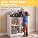 Kids Toy Storage Box, House Shaped Toy Organiser Cabinet, w/Compartments & Chalkboard – product image 7