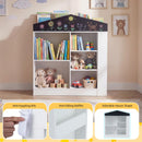 Kids Toy Storage Box, House Shaped Toy Organiser Cabinet, w/Compartments & Chalkboard – product image 8