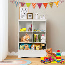 Kids Bookshelf, 3-Tier Toy Storage Organiser for Children w/4 Open Compartments and 1 Box – product image 3
