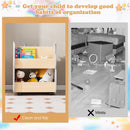 Kids Wooden Bookshelf, Toddler Double-Sided Bookcase Toy Storage Shelf w/Universal Wheels – product image 8