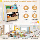 Kids Wooden Bookshelf, Toddler Double-Sided Bookcase Toy Storage Shelf w/Universal Wheels – product image 9