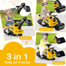 3-in-1 Kid Ride-On Tractor with Adjustable Arms and Music - Yellow - product detail 3