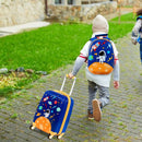 Kids luggage set featuring a cute astronaut pattern, including a suitcase and backpack, perfect for travel and school.