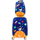 Kids luggage set featuring a colorful astronaut design, includes a suitcase and backpack with 4 multidirectional wheels.