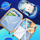 Kids luggage set featuring a cute astronaut pattern, includes suitcase and backpack, perfect for travel and school.