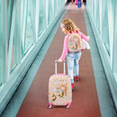Kids' luggage set featuring a cute mermaid pattern suitcase and backpack, perfect for travel and school use.