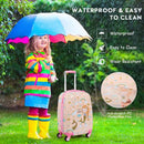 Colorful kids' luggage set featuring a cute mermaid pattern, made of durable ABS material, perfect for travel and.