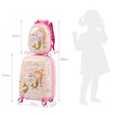 Kids' luggage set featuring a mermaid pattern suitcase and backpack, made of durable ABS material for safe travel.