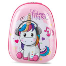 Kids hard shell unicorn luggage backpack set in pink with cartoon design, perfect for travel and cultivating.