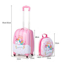 Kid luggage set featuring a 48 cm suitcase and 33 cm backpack in pink with unicorn design, perfect for travel.