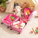 Kid luggage set featuring a pink carry-on suitcase and matching backpack, perfect for travel with durable ABS material.