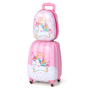 Colorful 2-piece kid luggage set featuring a unicorn design, made of durable ABS material, perfect for travel.