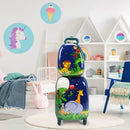 Colorful kids carry-on luggage set featuring a cartoon lion design, perfect for travel and independent packing.