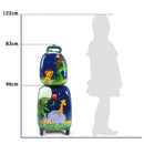 Kids carry-on luggage set featuring a cartoon lion design, made of durable ABS and PC materials, ideal for travel.