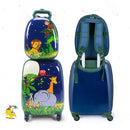 Kids carry-on luggage set featuring a cartoon lion design, includes a suitcase and adjustable backpack for travel fun.