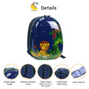 Cartoon lion pattern kids backpack with adjustable straps, made of durable ABS material, perfect for school or travel.