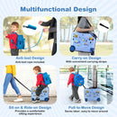 Kids' 2 PC luggage set in blue with ride-on suitcase and backpack, featuring anti-lost design and convenient carrying.