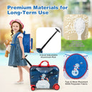 Kids' 2 PC luggage set featuring a ride-on hardshell suitcase and bee-themed backpack for easy travel and storage.