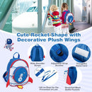 Bee-shaped kids backpack with plush wings and adjustable straps, perfect for travel and school use.