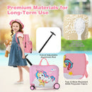 Kids' 2 PC luggage set in pink, featuring a ride-on hardshell suitcase and a backpack with bee design, perfect for.