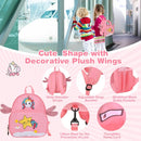 Kids' pink luggage set featuring a ride-on hardshell suitcase and a bee-shaped backpack with plush wings for easy.