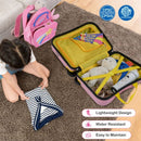 Kids' 2 PC luggage set in light pink, featuring a ride-on suitcase and backpack with bee designs, perfect for travel.