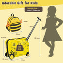 Kids' 2 PC luggage set featuring a bee-patterned ride-on suitcase and a matching backpack, perfect for travel and.